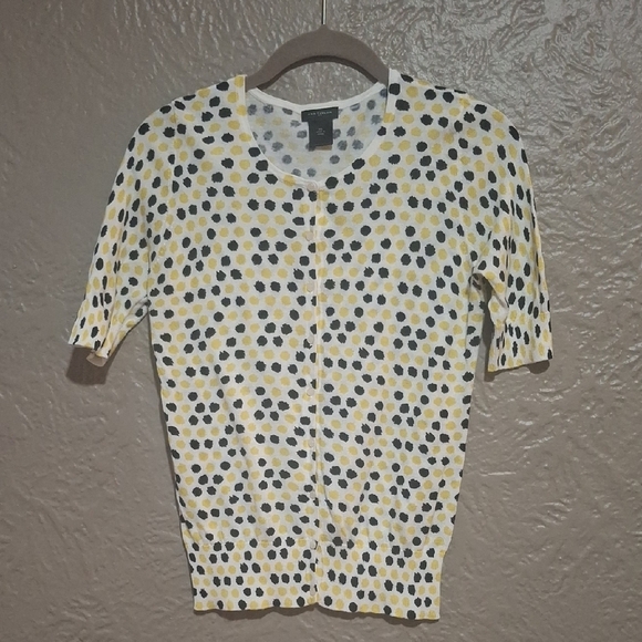 Ann Taylor Yellow and Black Polka Dot Short Sleeve Top Size XS - Picture 4 of 8